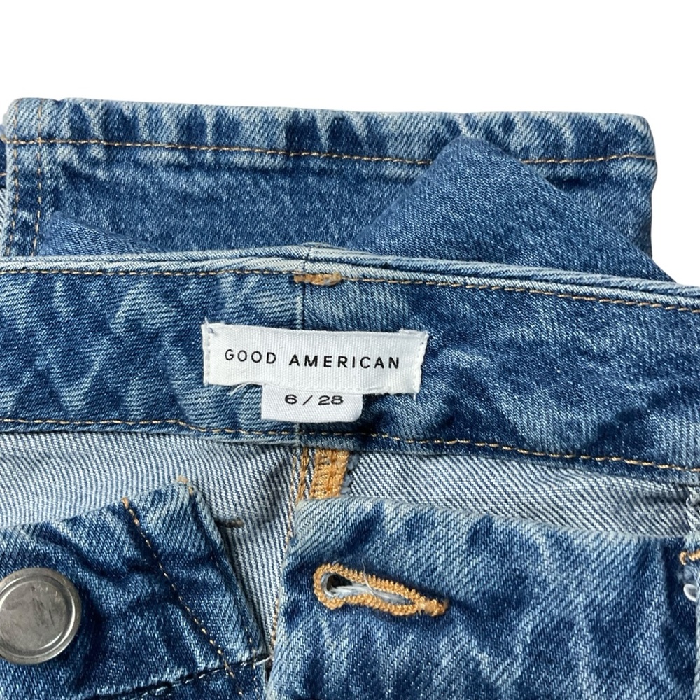 Good American Women's Indigo High Rise Straight Leg Button Fly Jeans Size 6 - Picture 2 of 13